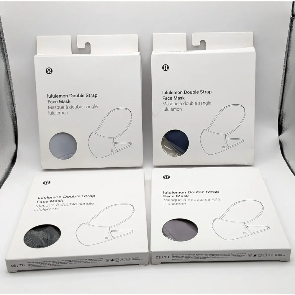 Lot of New Lululemon Double Strap Face Masks Set 4 Colors Washable Reusable